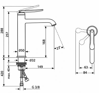 AXOR Archivio 170 CoolStart Basin Mixer with Lever Handle and Free-Flow Waste