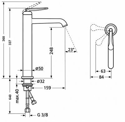AXOR Archivio 250 Tall Basin Mixer CoolStart with Lever Handle and Free-Flow Waste