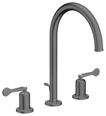 AXOR Archivio 190 3-Hole Basin Mixer with Pull Rod and Waste Set, Lever Handles in Brushed Black Chrome