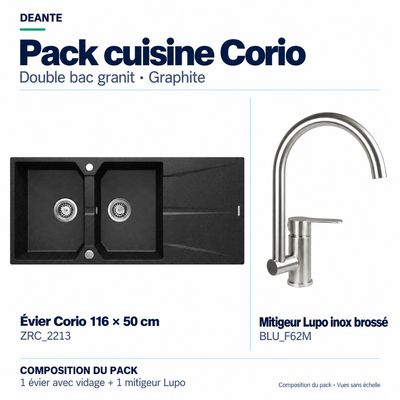PACK 39: évier de cuisine Deante Corio et mitigeur de cuisine