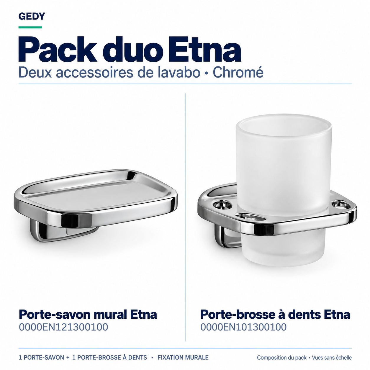 PACK: Etna Wall-Mounted Soap Holder and Etna Wall-Mounted Toothbrush Holder