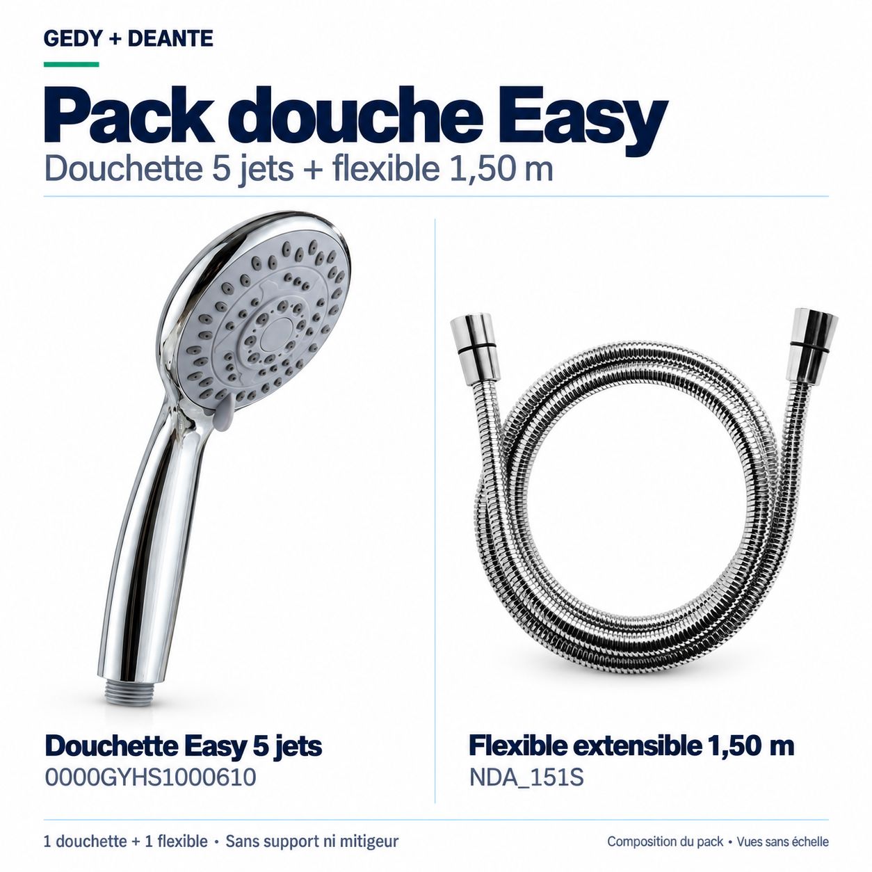 PACK: Easy06 Gedy Hand Shower and Deante Extendable Shower Hose