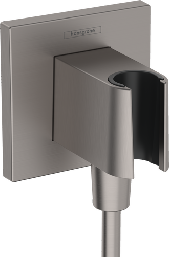 Hansgrohe Fixfit E Porter Connection Elbow with Hand Shower Holder in Brushed Black Chrome
