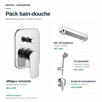 PACK 56: Ensemble encastré Deante/Hansgrohe pour bain-douche