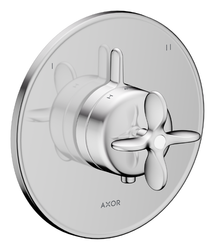 Trim set for AXOR Archivio thermostatic bath/shower mixer, cross handle