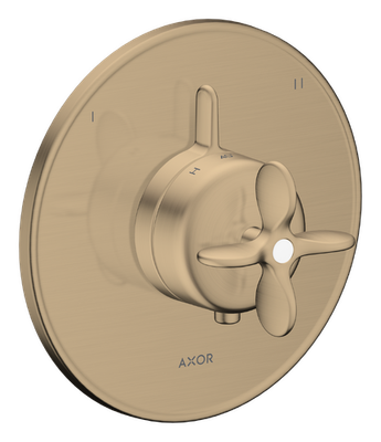 Trim set for AXOR Archivio thermostatic bath/shower mixer, brushed bronze cross handle