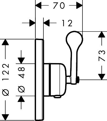 Trim set for AXOR Archivio concealed thermostatic shower mixer with lever handle