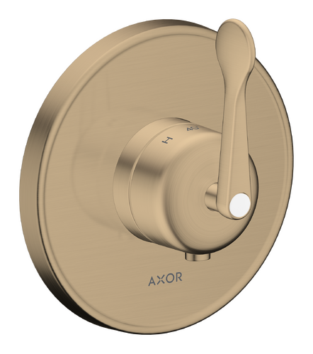 Trim set for AXOR Archivio concealed thermostatic shower mixer with brushed bronze lever handle