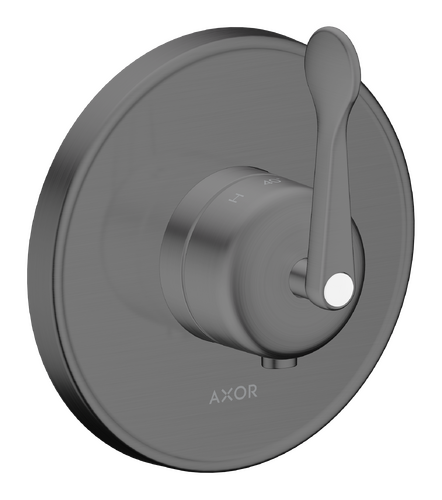 Trim set for AXOR Archivio concealed thermostatic shower mixer with lever handle in brushed black chrome