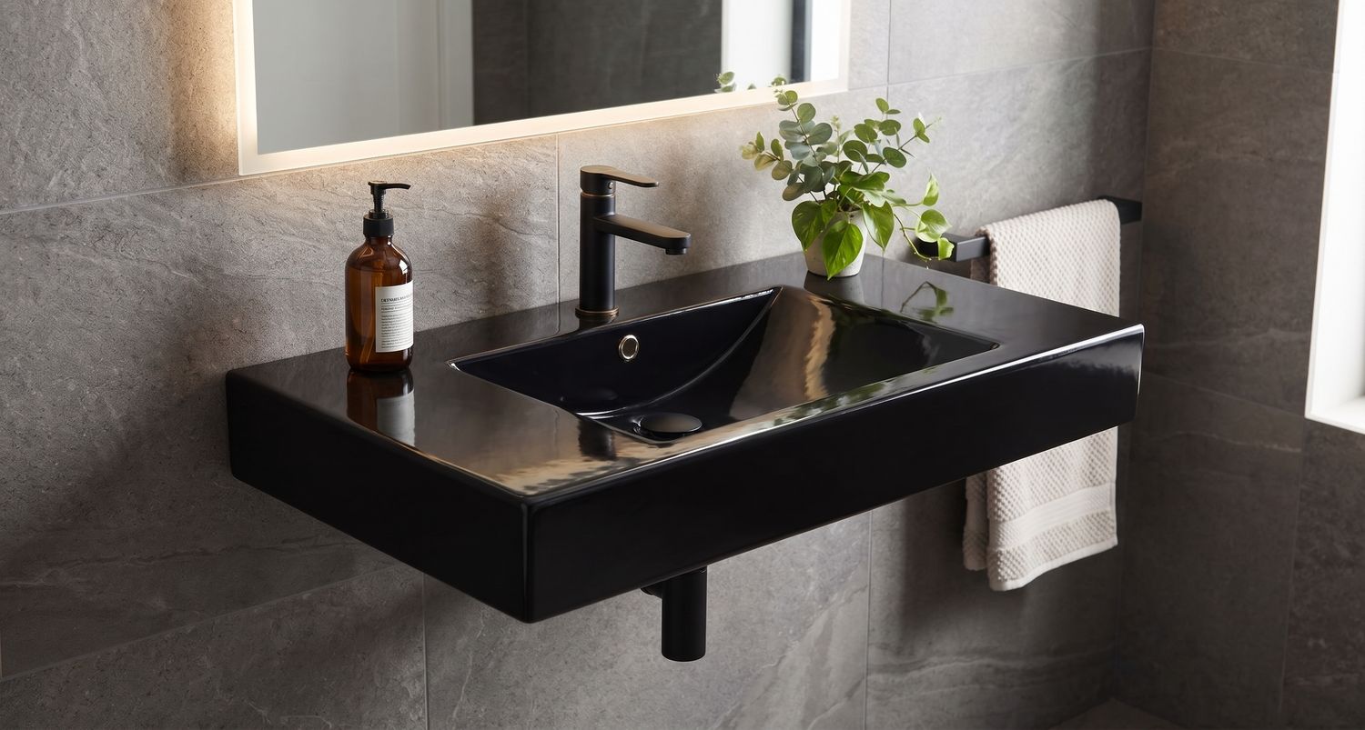 Plan-vasque Spazio 80 cm granité noir