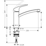 Focus M41 Mitigeur de cuisine 160, 1 jet