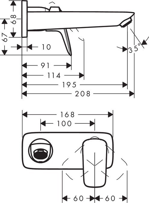 Mitigeur de lavabo encastré Hansgrohe Logis 195 mm en chromé — vue 3