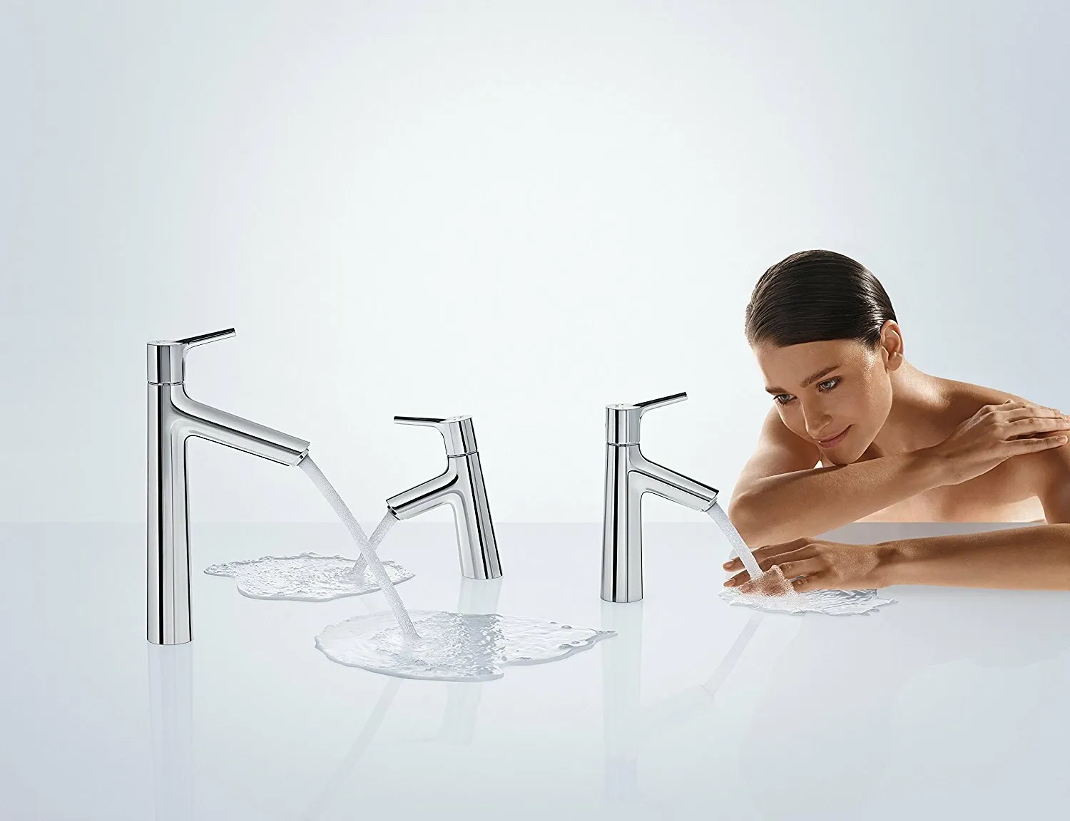 Mitigeur de lavabo Hansgrohe Talis S 100 CoolStart en laiton chromé avec tirette et vidage — vue 3