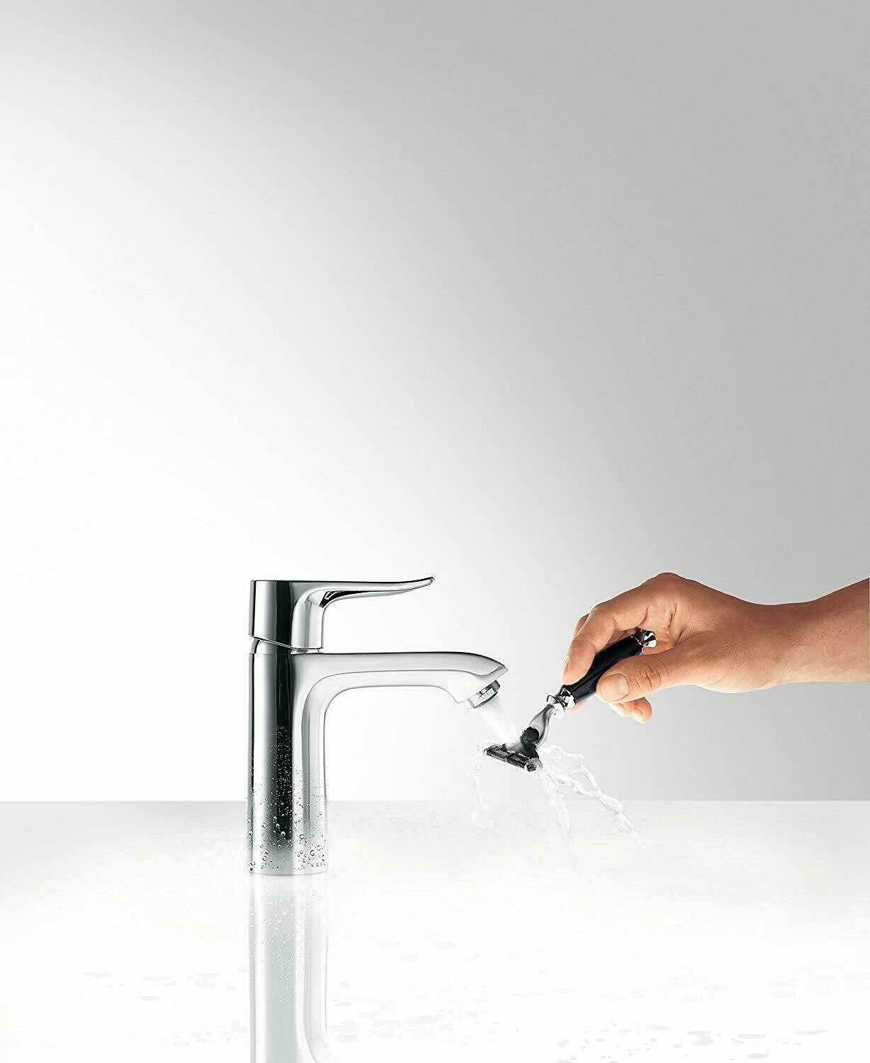 Mitigeur de lavabo Hansgrohe Metris 110 CoolStart en laiton chromé avec tirette et vidage — vue 2