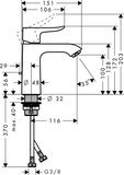 Metris Mitigeur de lavabo 110 Eco CH3 CoolStart , avec tirette et vidage