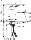 Logis E Mitigeur de lavabo 70 CoolStart, avec tirette et vidage synthétique