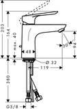 Logis E Mitigeur de lavabo 100 CoolStart, avec tirette et vidage synthétique