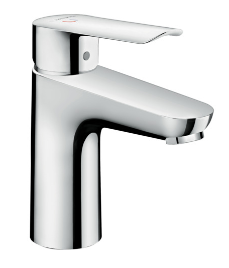Mitigeur de lavabo Hansgrohe Logis E 100 CoolStart en laiton chromé avec tirette et vidage