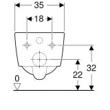 Cuvette de toilette Geberit iCon Square carénée sans rebord, fixations invisibles et dimensions.