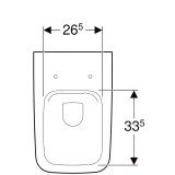 Cuvette de toilette Geberit iCon Square Rimfree, 26 cm de large, 33,5 cm de long, design Carénée.