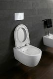 Toilettes suspendues Geberit iCon avec technologie sans bride et fixations invisibles, de couleur blanche.
