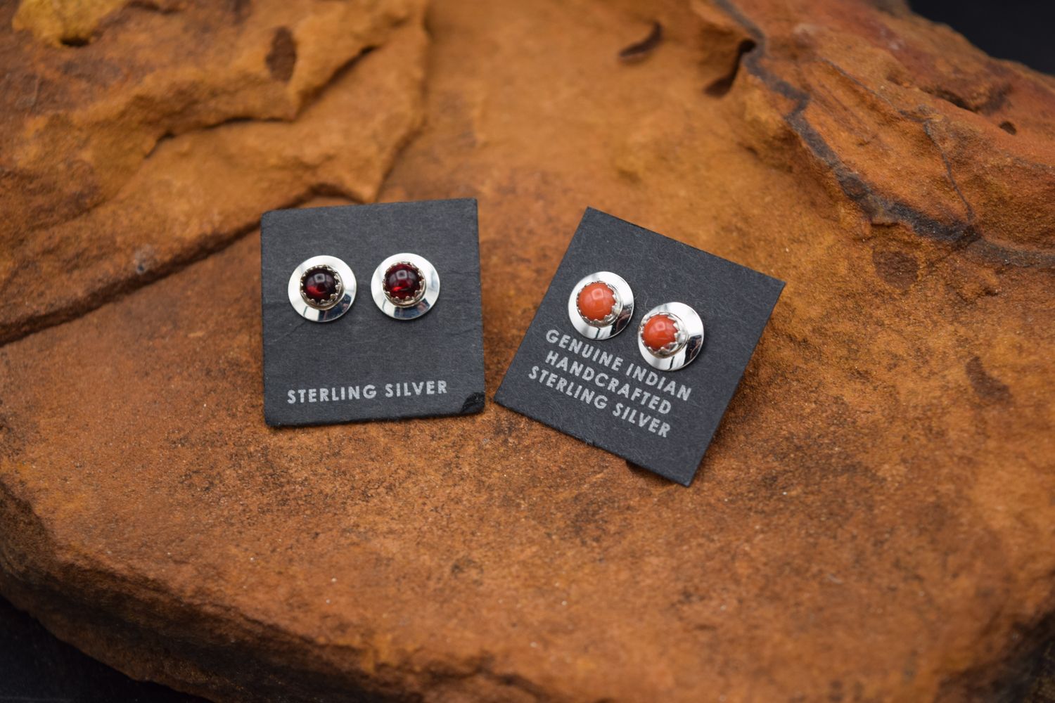 Dot Stud Earrings, Color: Ruby