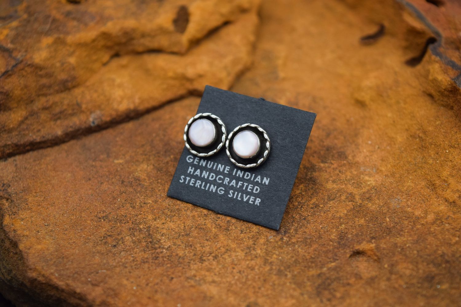 PINK ONYX STUD EARRINGS