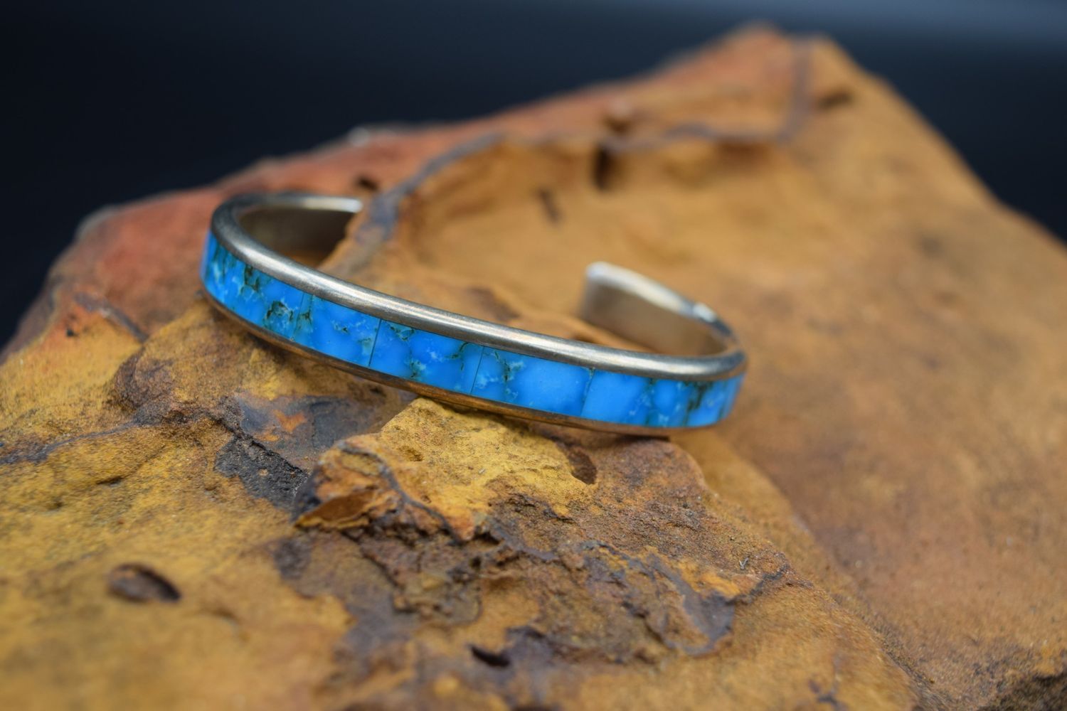 TURQUOISE INLAY STACKER CUFF  (Size: 6.5)