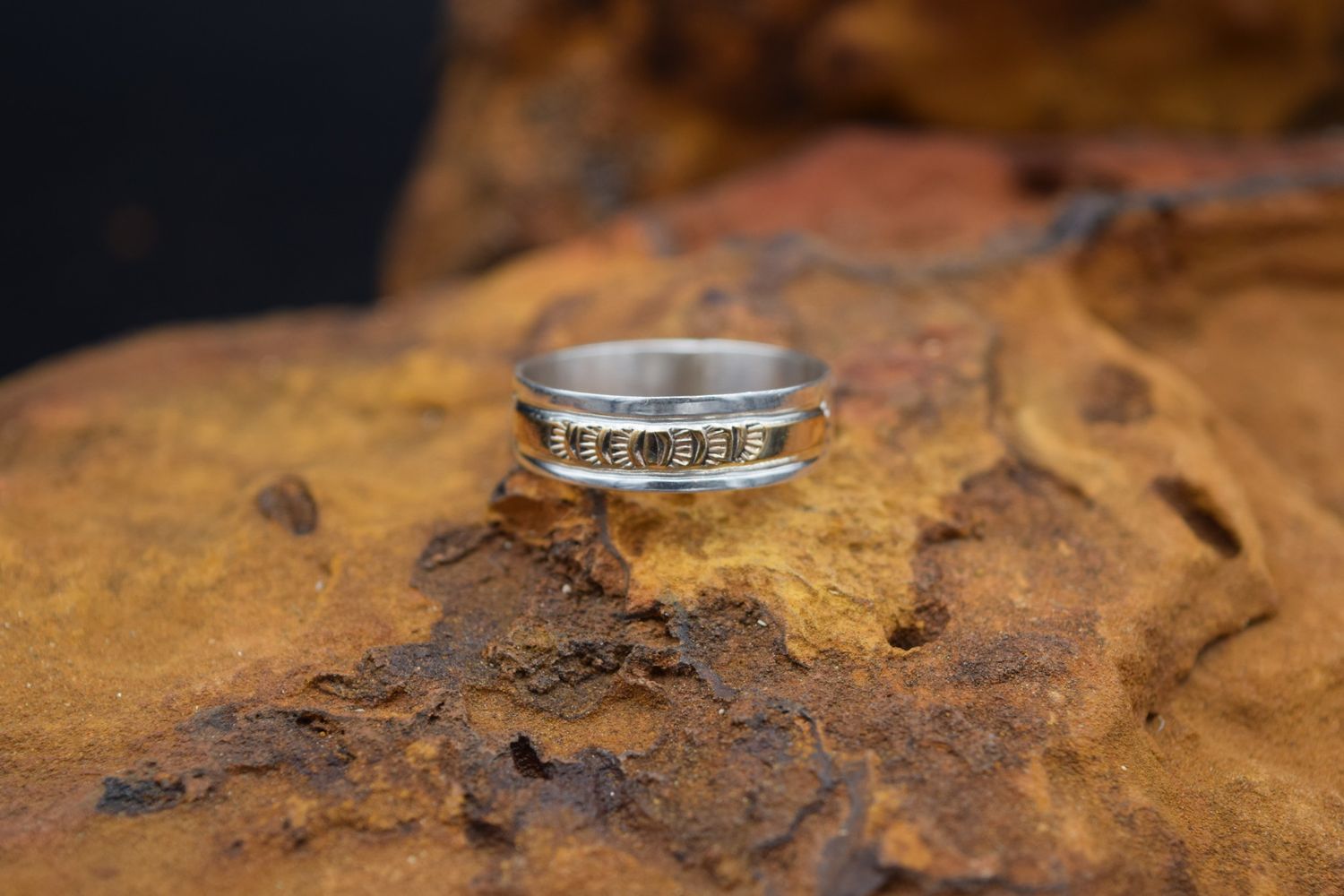 Silver Gold Inlay Ring
