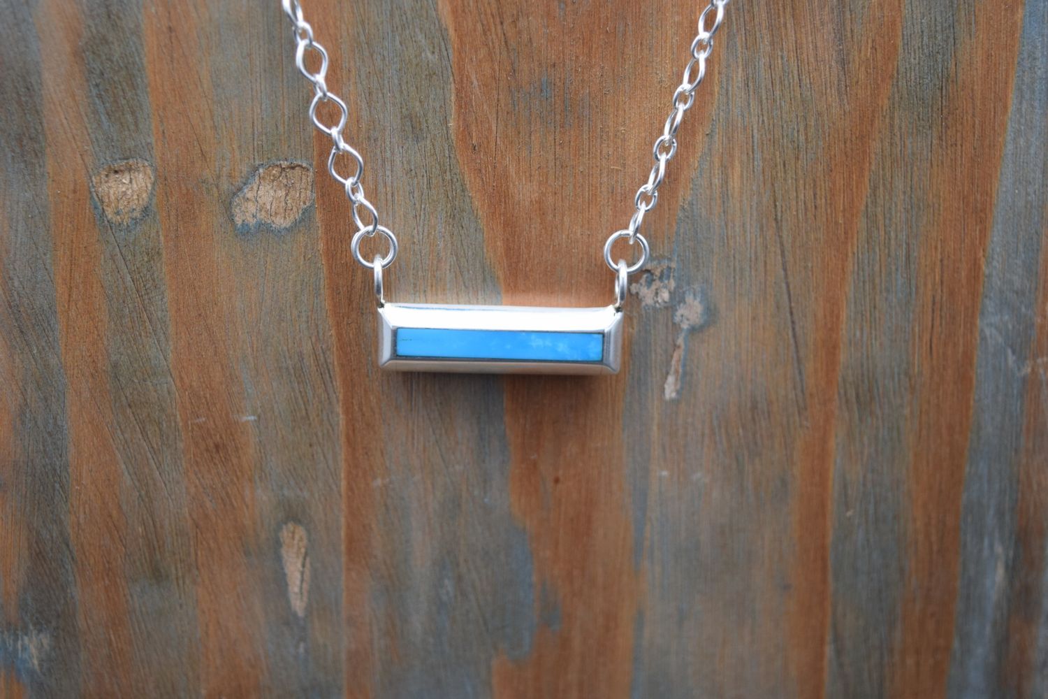 SS TURQUOISE BAR NECKLACE
