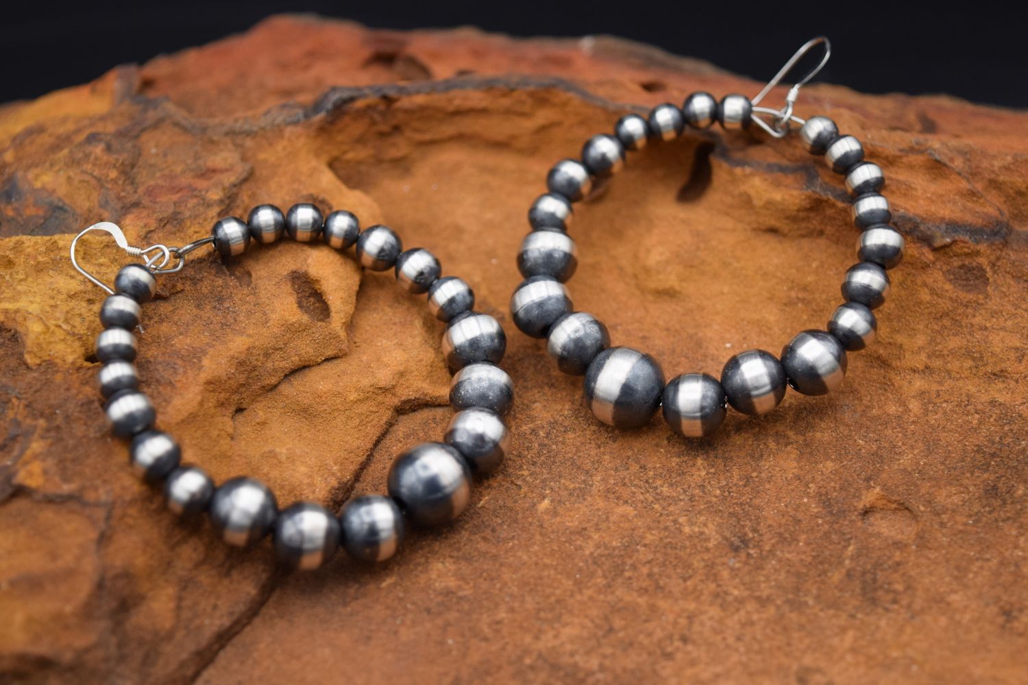 NAVAJO PEARL HOOP EARRINGS