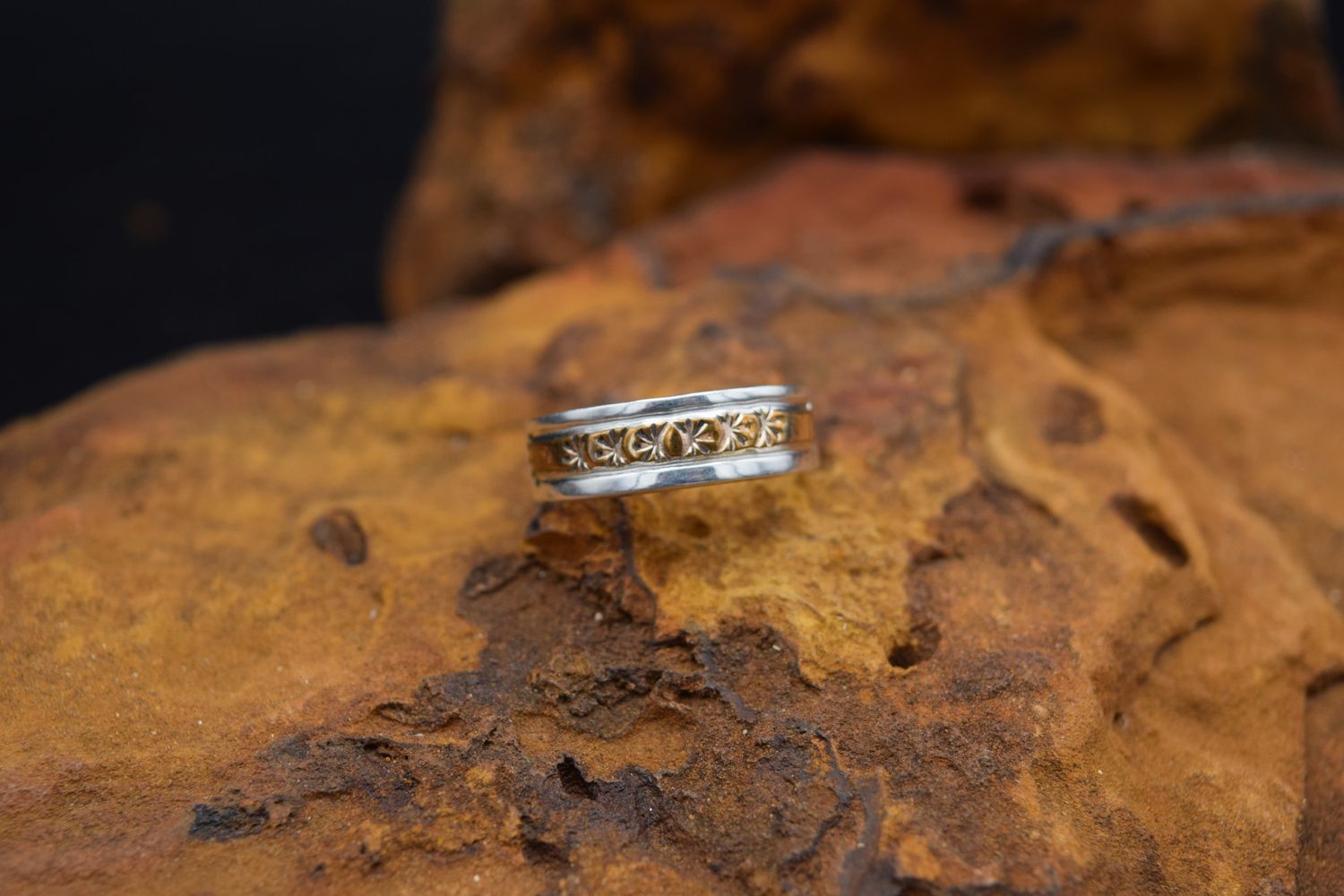 Silver Gold Inlay Ring