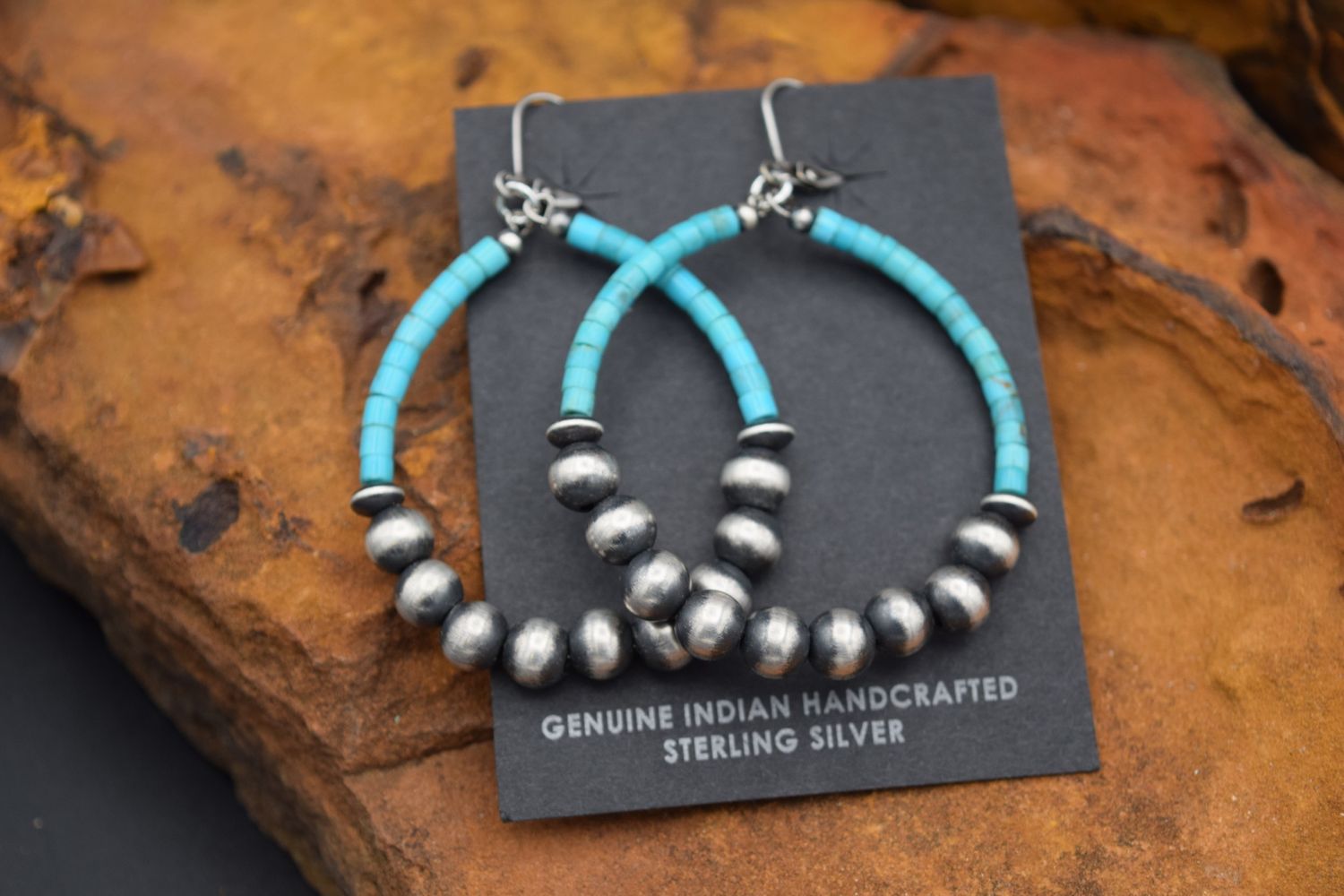TURQUOISE &amp; NAVAJO PEARL EARRINGS
