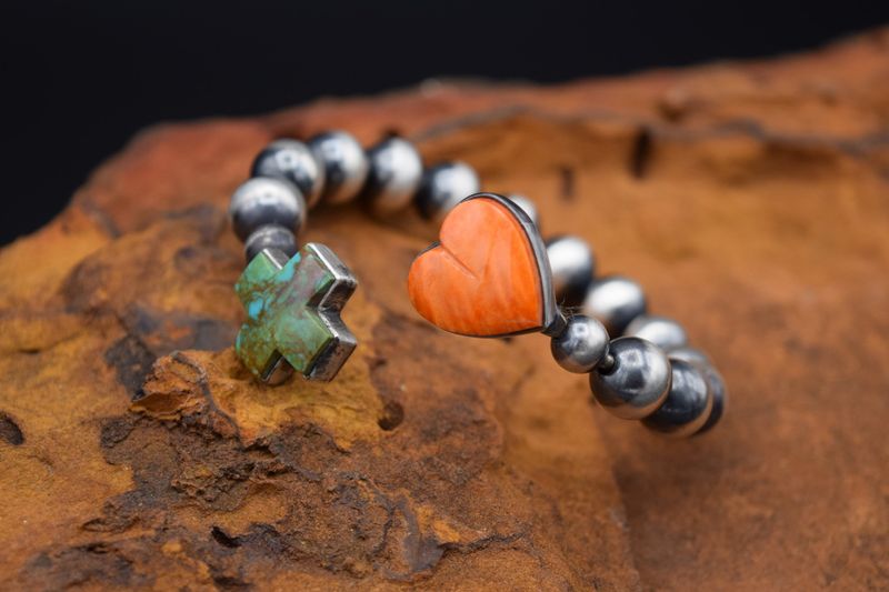 NAVAJO PEARLS SPINY &amp; TURQUOISE BRACELET