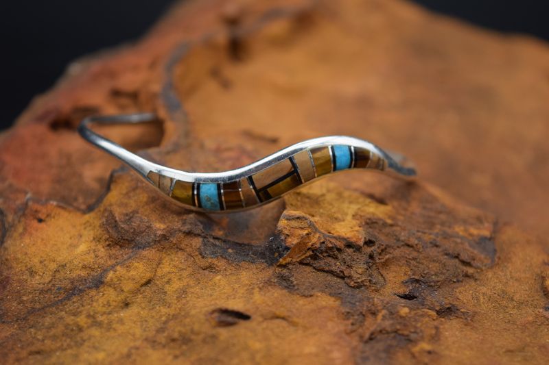 BROWN TURQUOISE SWIRL CUFF (6.75&quot;)