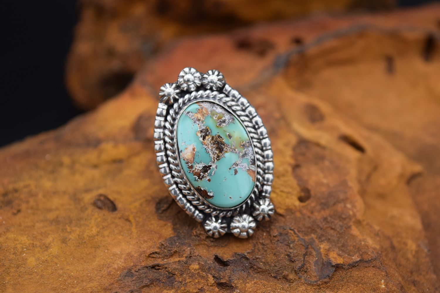 Turquoise Speckled Ring  (Size 9)