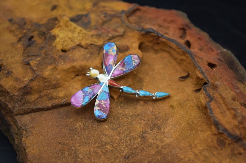 Inlay Dragonfly Pin or Pendant