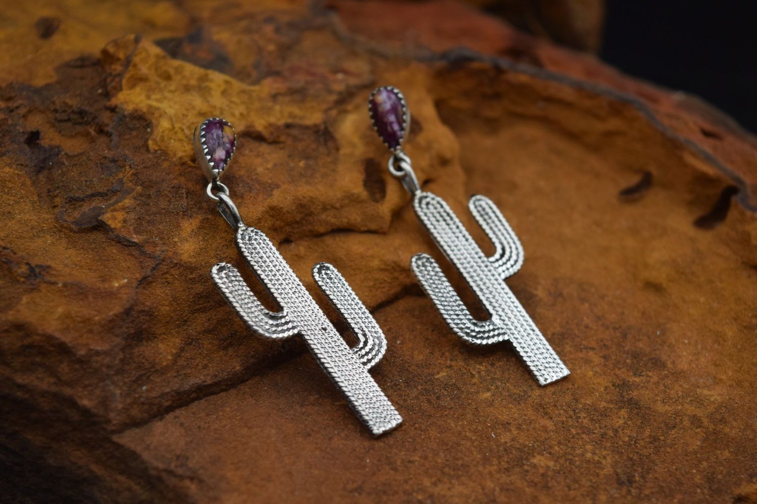 VERLEY BETONE CACTUS PURPLE SPINY EARRINGS