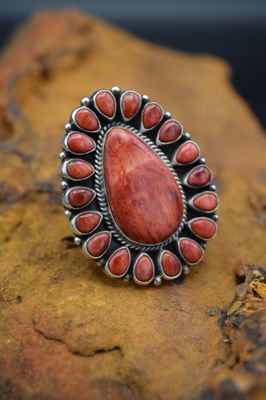 TYLER BROWN RED SPINY RING (Size: 9)