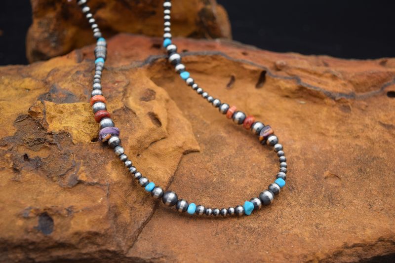MULTI STONE NAVAJO PEARL NECKLACE 20&quot;