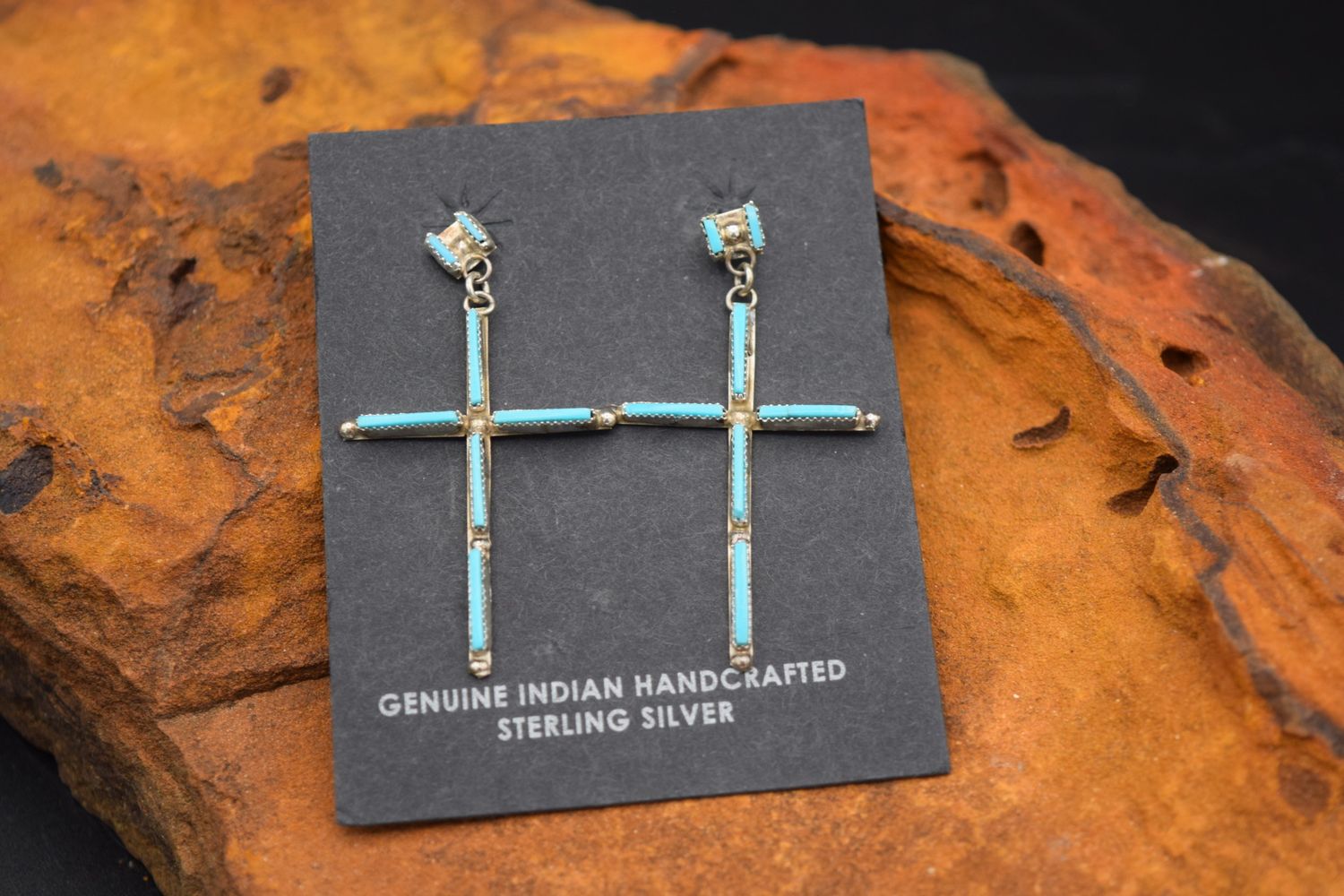 TURQUOISE CROSS EARRINGS