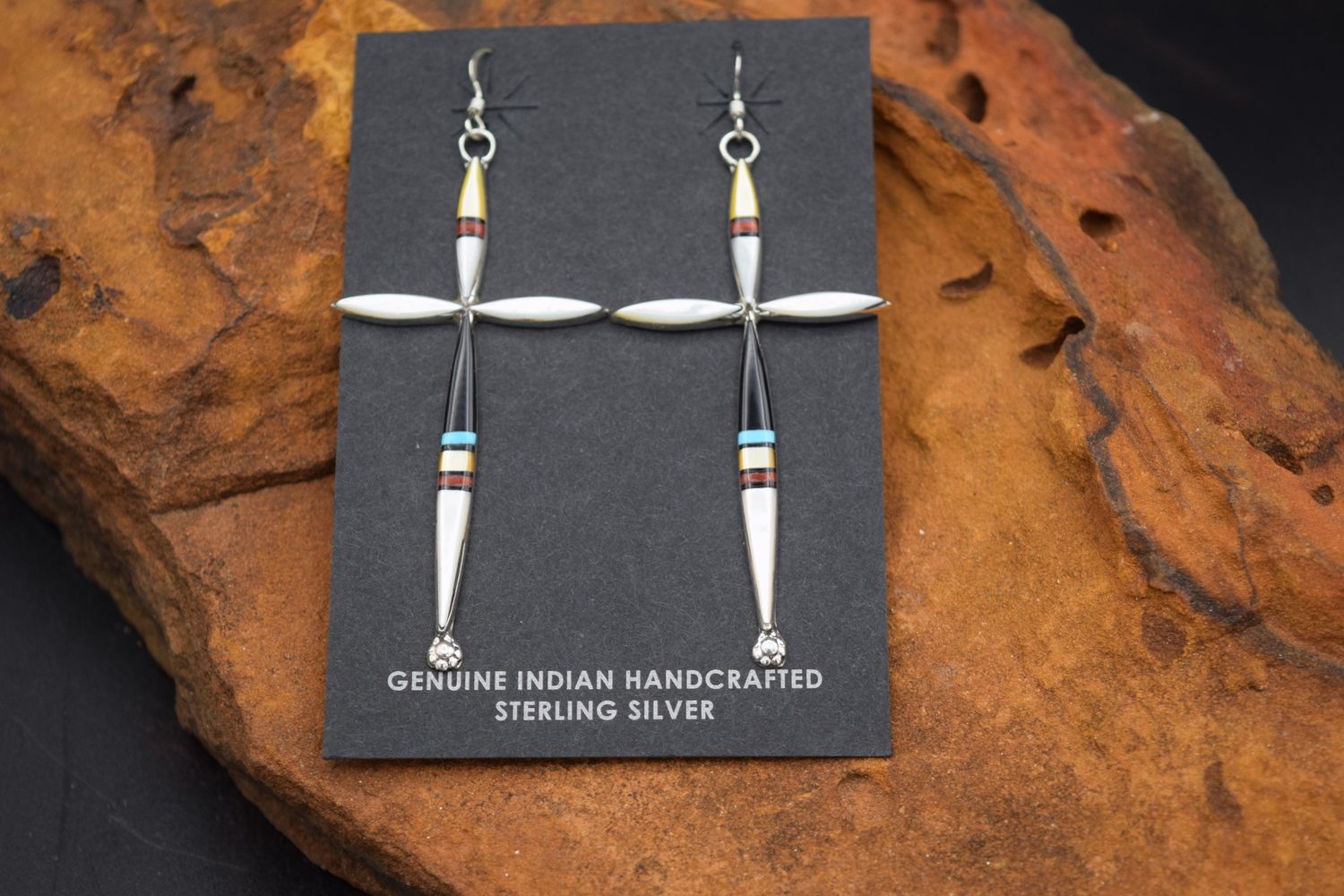 INLAID CROSS EARRINGS