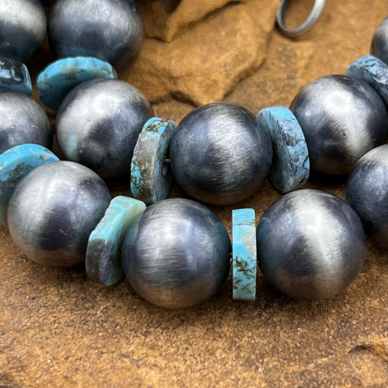 NAVAJO PEARLS &amp; TURQUOISE NECKLACE 16&quot;