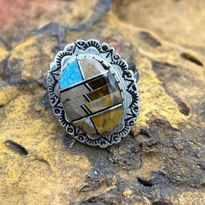 BROWN-TURQUOISE RING [Size: 9]