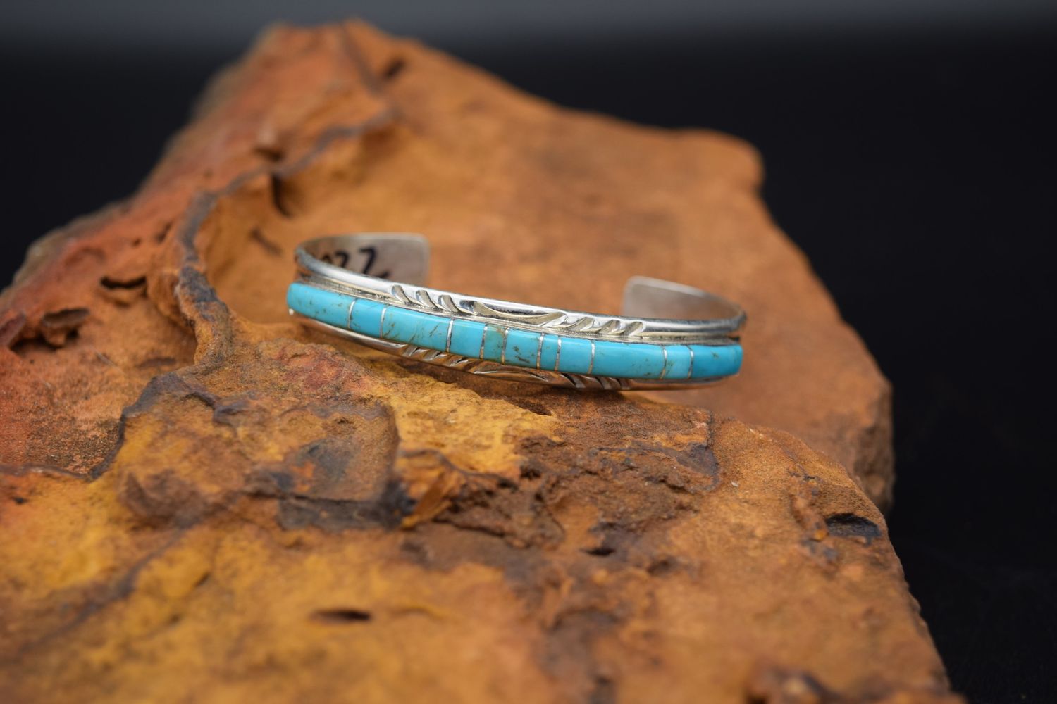 TURQUOISE INLAID STACKER CUFF  [Size: 6.25&quot;]