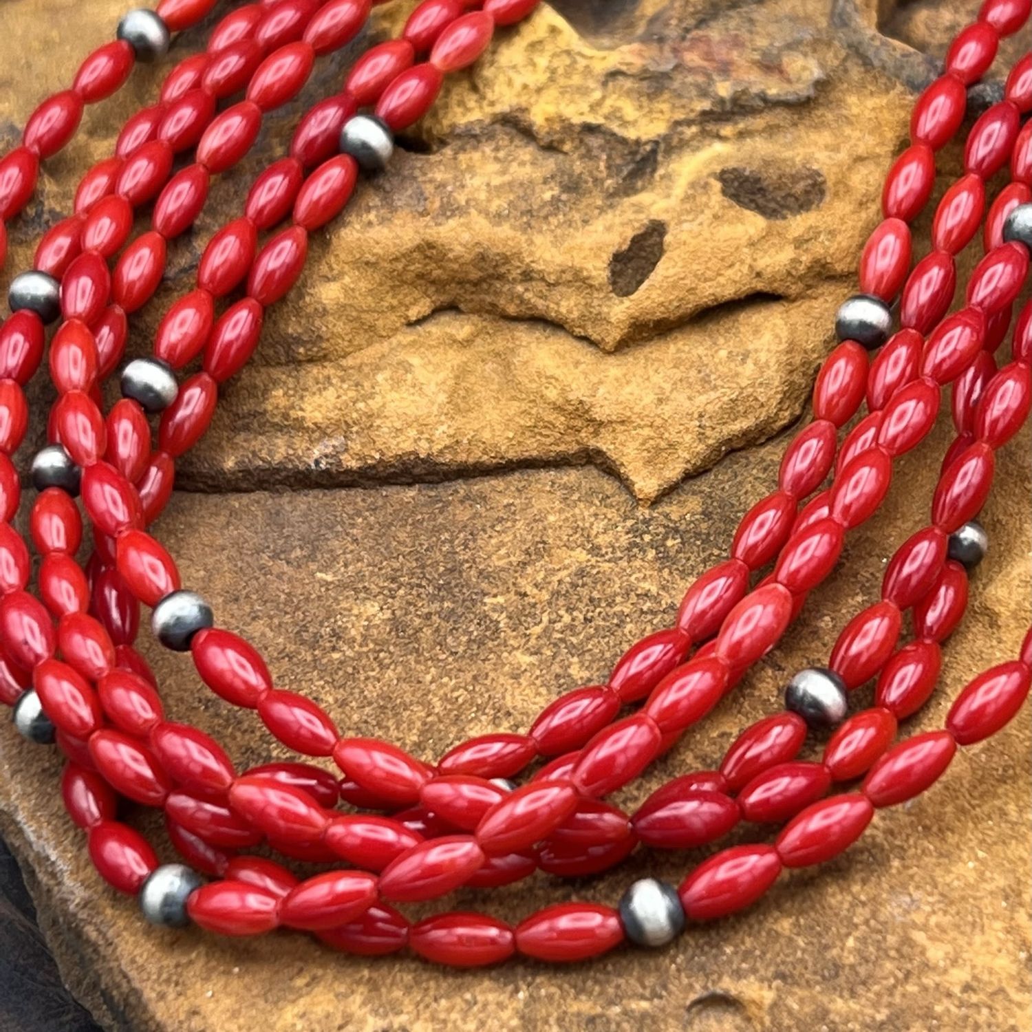 MULTI STRAND CORAL NECKLACE 24&quot;