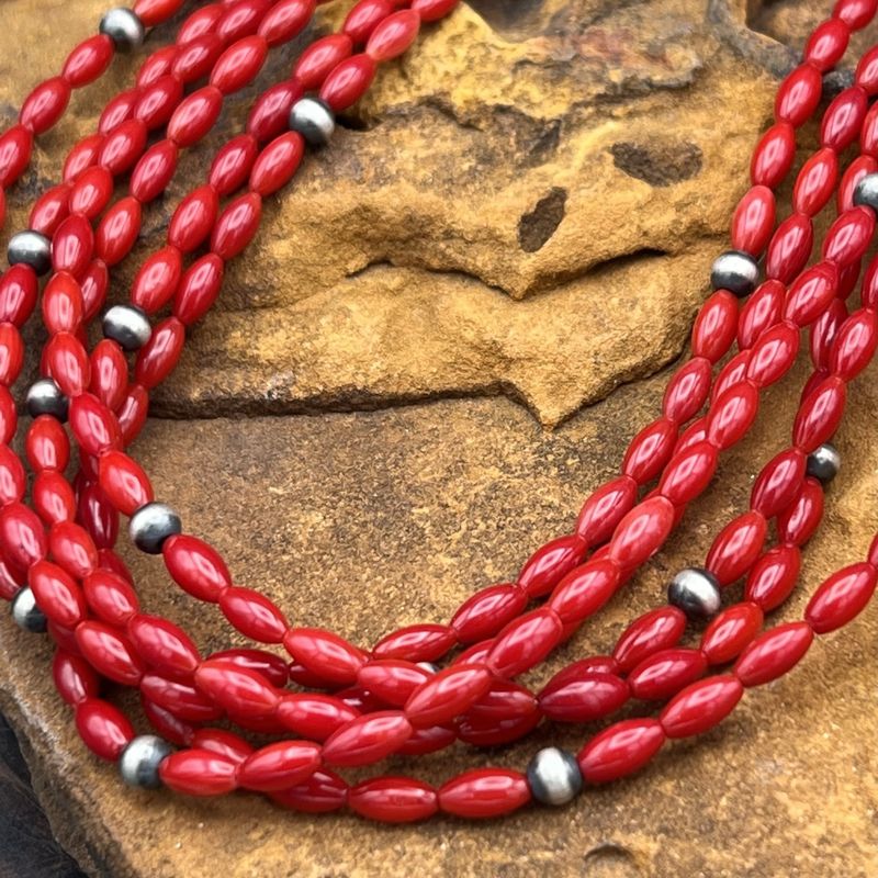 MULTI STRAND CORAL NECKLACE 24&quot;