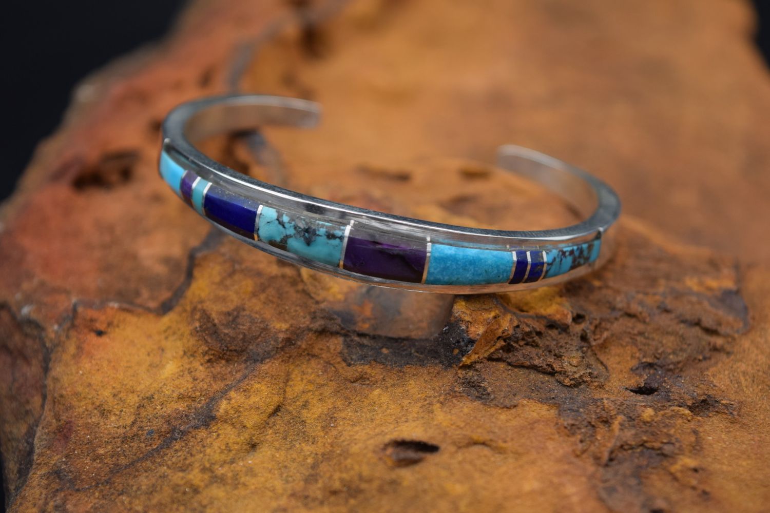 KY TURQUOISE LAPIS INLAY CUFF (Size: 6)
