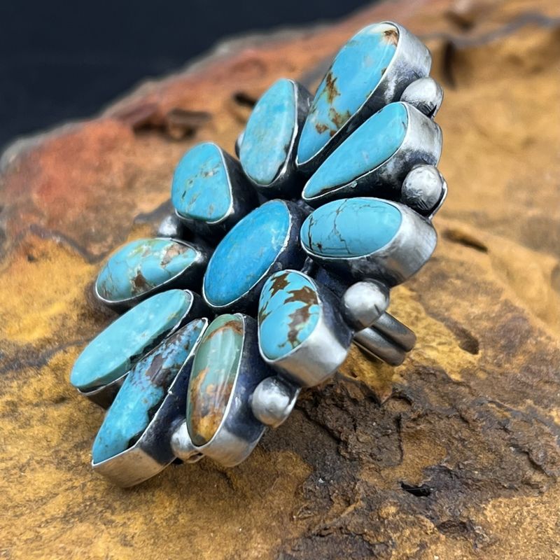 B JOHNSON, CLUSTER TURQUOISE RING [Size: 7.5]