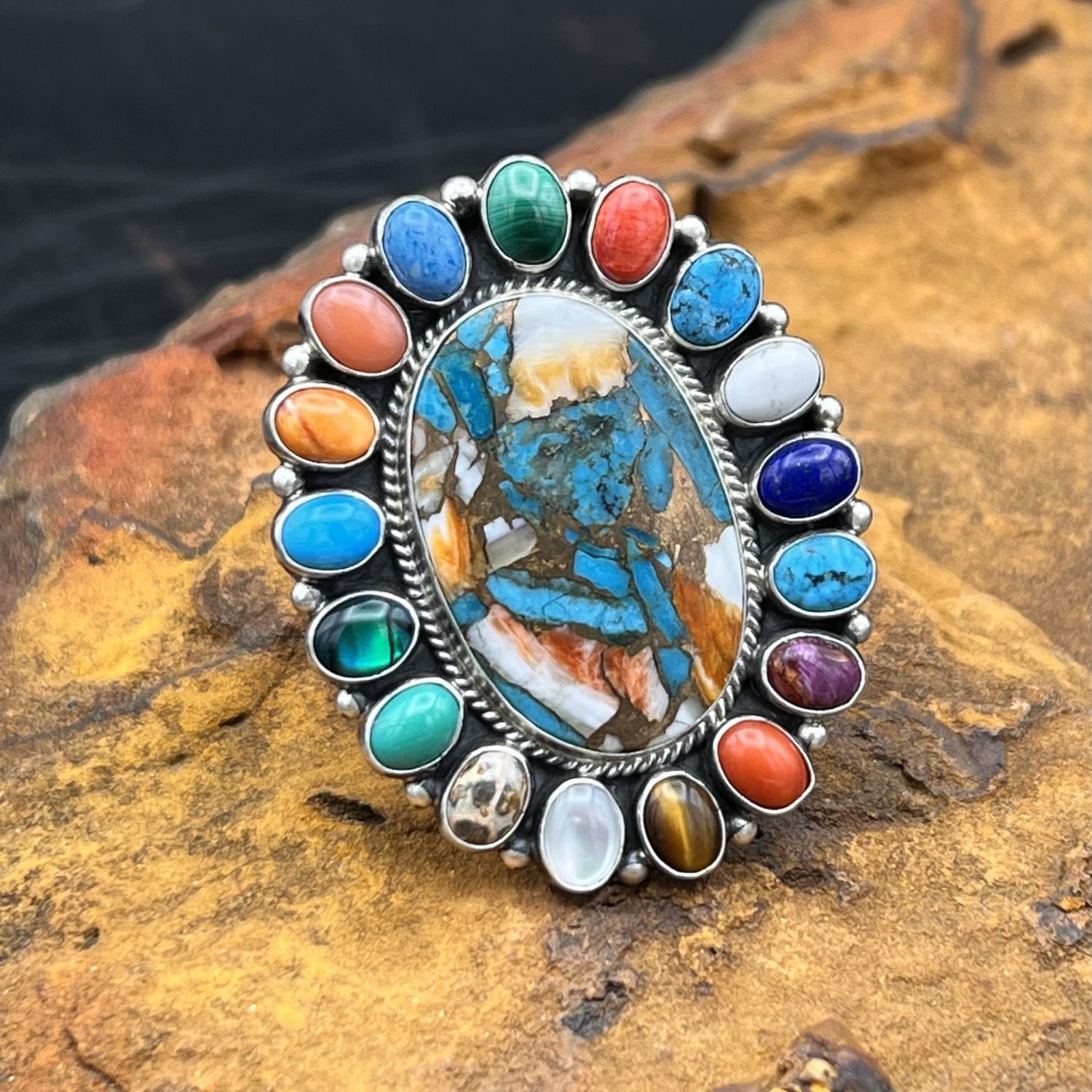 TYLER BROWN MULTI STONE RING [Size: Adjustable]